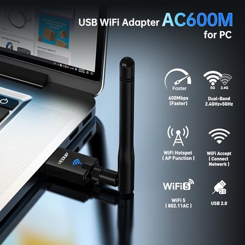 EDUP® USB WiFi Adapter AC600M for Desktop PC, Wireless USB Network Adapters