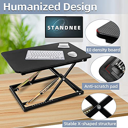 Standing Desk Converter, Height Adjustable Sit Stand Desk Converter, Fully Assembled Monitor Desk Riser for Standing or Sitting, Black, Pattern - color: Pattern-24in