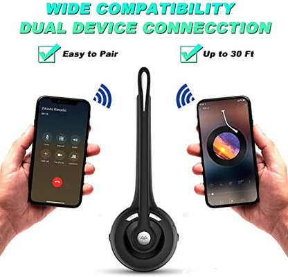 Bluetooth Headset with Microphone 12 Hours Talking Time for Trucker Wireless HeadsetsTruck Driver Call Center Skype Home Office PC