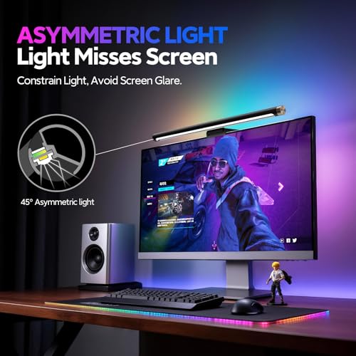 LYMAX Monitor Light Bar & RGB Monitor Light Bar, Eye-Care USB Computer Lamp Dimmable Screen Light Bar, Fit for All Monitor with Wireless Controller, Backlight, No Screen Glare for Home Office