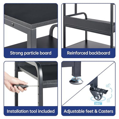 Fannova 25.6"x23.6" Extra Large Printer Stand with Adjustable Storage Shelf - color: Black, size: 25.6"W x 23.6"D x 30.9"H