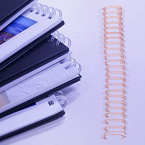 Zonon 6 Pieces Binding Wire Twin Loop Spines Double Loop Binding Wire 1 Inch Cinch Diameter 23 Holes for Teacher Student Document Notebook Making(Rose Gold) - color: Rose Gold