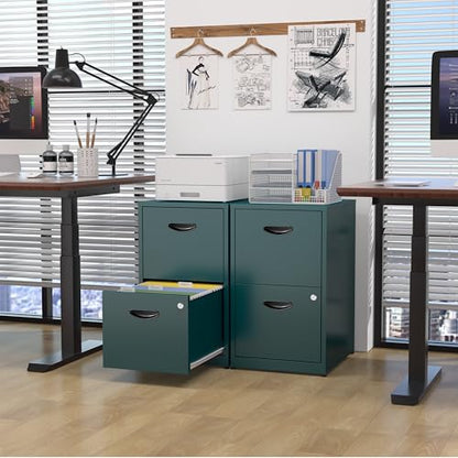 2 Drawer File Cabinet with Lock, Metal Filing Cabinet for Office | Small File Cabinets for Home Office, Under Desk Vertical File Cabinet Fit Hanging Files, Letter & A4 Documents - color: Green, style: 2 Drawers-Light Duty