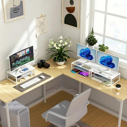 gianotter 2-Tier Metal Monitor Stand Riser - color: White