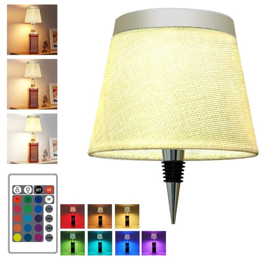 Wireless Bottle Lamp,Small Bedside Table Lamp,RGB LED Bottle Light with Remote Dimmable(RGB Gold Gray, 1pc) - color: Gold Gray