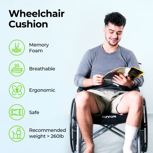 AUVON Wheelchair Seat Cushion, Thigh Slope, Long Sitting Comfort, XL Size