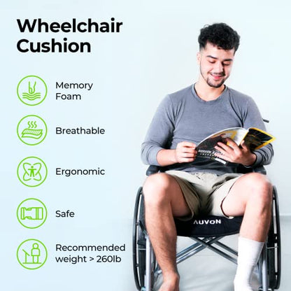 AUVON Wheelchair Seat Cushion, Thigh Slope, Long Sitting Comfort, XL Size
