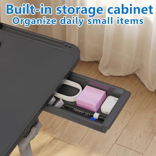 Potuopy Adjustable Laptop Lap Desk, X-Large Foldable Bed Table Tray - color: Black