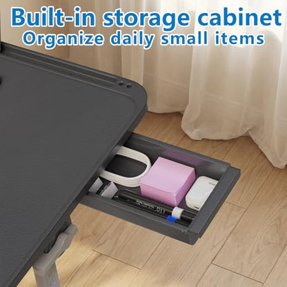 Potuopy Adjustable Laptop Lap Desk, X-Large Foldable Bed Table Tray - color: Black