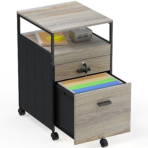SHW Box File Rolling Mobile Cabinet with Lockable Drawer, Maple - color: Maple