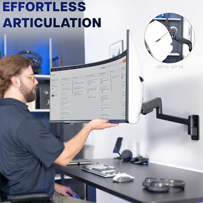 VIVO Black Ultrawide Monitor Wall Mount for up to 57 in Screens, MOUNT-G57 | TV and Monitor Arm, VESA Wall Mount, Designed for Samsung Odyssey Ark, Neo G9, ViewFinity S9, and More, Holds 59.4 lbs - size: Up to 57", style: Single Mount