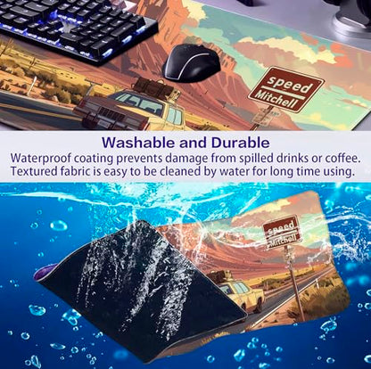 Natural Mountain View Gaming Computer Keyboard Pad, Computer Mouse Pad | Large Extended Mouse Pad; Full Desk Coverage; Waterproof Coating; Stable Anti-Slide Base For Gaming, Office, Study Daily Use - color: Grassland Highway