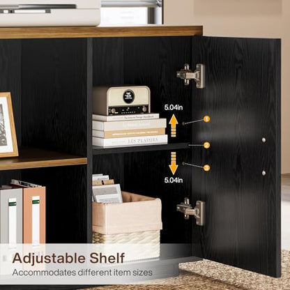 Tribesigns 85.8-Inch L-Shaped Executive Desk, Warm Brown & Black - color: Warm Brown & Black
