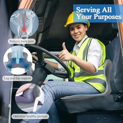 Seat Cushion with Lumbar Support Pillow, Back and Seat Cushion for Office - color: Light Gray