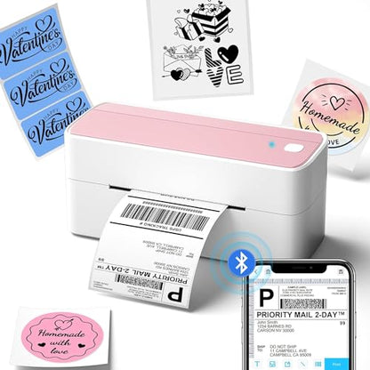 Phomemo Bluetooth Thermal Label Printer, 241BT 4X6 Shipping Label Printer | Wireless Label Printer for Small Business and Shipping Package, Compatible with iPhone, Android, Shopify, Amazon, USPS, Pink - color: Pink