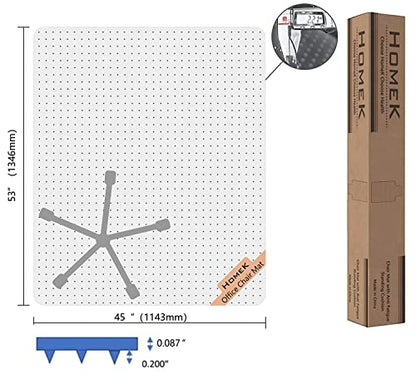 Office Chair Mat, 45" x 53" Clear Carpet Chair Mats for Low Pile Carpeted Floors Home Office, Studded Floor Mat for Office Chair on Carpet