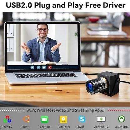 4K Webcam 1080P@120fps USB Steaming Camera with 3.6-10mm Varifocal Manual Lens,12Megapixel UVC Free Driver Compatible Computer, Plug and Play for Conferencing 3D Printer Industrial Security - size: 3.6-10mm 3X Manual Zoom Lens