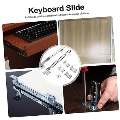 Outanaya 13.77 Inch Bearing Keyboard Slide Rails Soft-Close Under Desk Drawer Slides for Custom Keyboard Tray Mount with Ball Bearing Design
