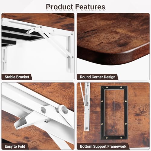 Neoaider Wall Mounted Folding Desk 35.4” x 15.7”, Brown - color: Brown, size: 35.4" x 15.7"