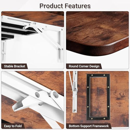 Neoaider Wall Mounted Folding Desk 35.4” x 15.7”, Brown - color: Brown, size: 35.4" x 15.7"