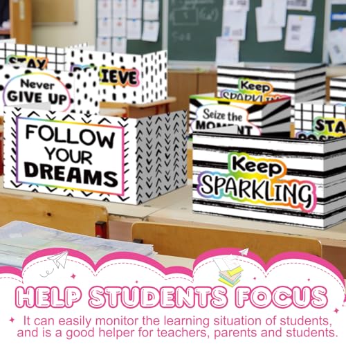 Honoson 24 Pcs Inspirational Privacy Folders for Students | Cardboard Desk Shields with Motivational Words, 6 Designs for Classroom Study, Tri-fold Exam Dividers, Bulk Test Boards - style: Polka Dot