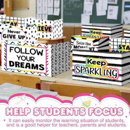 Honoson 24 Pcs Inspirational Privacy Folders for Students | Cardboard Desk Shields with Motivational Words, 6 Designs for Classroom Study, Tri-fold Exam Dividers, Bulk Test Boards - style: Polka Dot