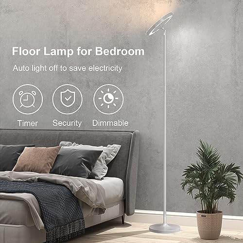 Keepsmile Silver Double Side Lighting LED Floor Lamp with Remote Smart App - color: Silver