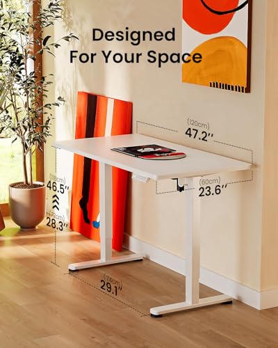 ErGear Height Adjustable Electric Standing Desk, 48 x 24 Inches Sit Stand up Desk, Memory Computer Home Office Desk, White - color: White, size: 48 X 24 Inches