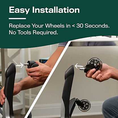 The Office Oasis Original Roller Blade Office Chair Wheels (As Seen On PBS) - color: Clear