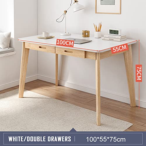 IOTXY Solid Wood Writing Desk - Home Office Laptop Computer Table, White - color: White, size: 100CM