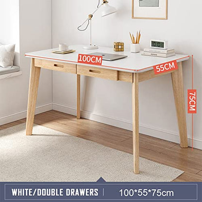 IOTXY Solid Wood Writing Desk - Home Office Laptop Computer Table, White - color: White, size: 100CM