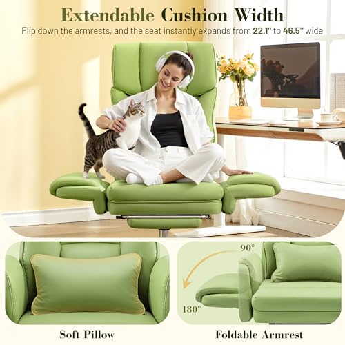 Office Chair, Flip Armrests for Pets Criss Cross Legged,Avocado Green - color: Avocado Green
