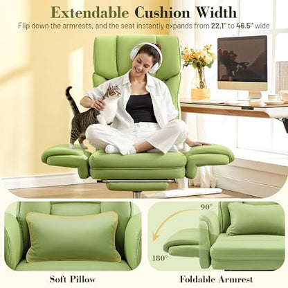 Office Chair, Flip Armrests for Pets Criss Cross Legged,Avocado Green - color: Avocado Green