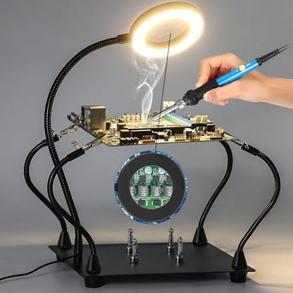 Soldering Helping Hands, Soldering Station with 3X LED Magnifying Glass