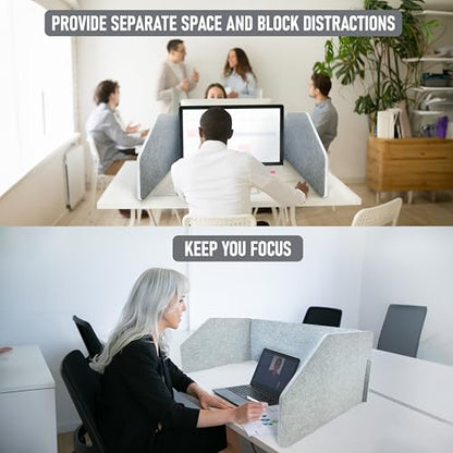 29.1" x 22.8" x 1.2" U-Shaped Desk Divider Partition, No Drill Freestanding Sound Absorbing Privacy Panel, Noise Reducing Cubicle Screen for Office Home & Classroom (Dusty Grey) - color: Grey (U-Shaped)