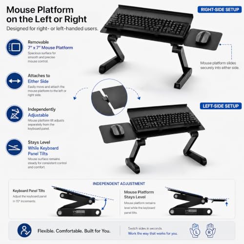 Uncaged Ergonomics WorkEZ Adjustable Keyboard Stand, Riser and Tray, Black - color: Black