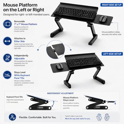Uncaged Ergonomics WorkEZ Adjustable Keyboard Stand, Riser and Tray, Black - color: Black