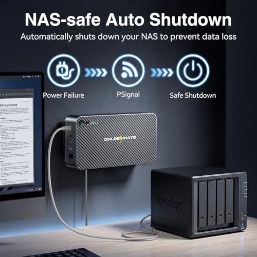 GOLDENMATE Lithium UPS 1000VA 600W + 600VA 360W UPS Battery Backup for Home & Office
