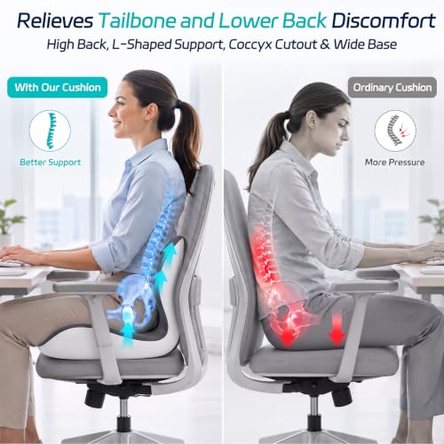 Seat Cushion & Back Support for Tailbone and Lower Back Relief - color: Gray/White
