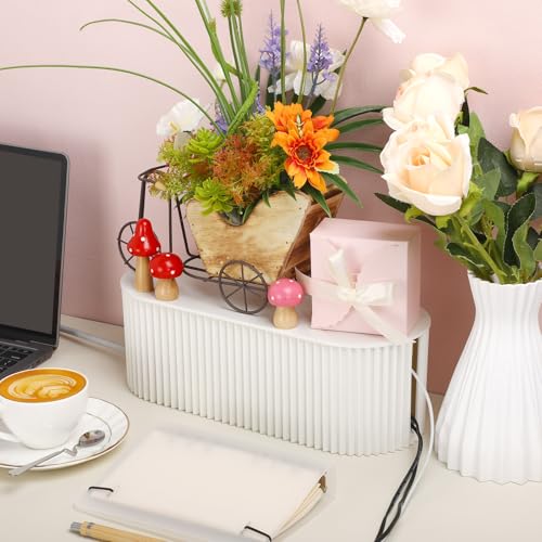 2 Pcs Cable Management Box, Fits Most Power Sockets, 11.8x5.1x4.3 in - color: White, style: Classic