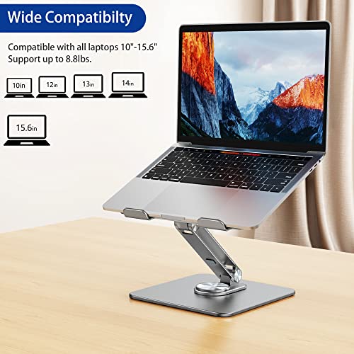 BESIGN LSX7 Laptop Stand with 360 Rotating Base, Ergonomic Adjustable Notebook Riser, Foldable Computer Holder Compatible with 10-15.6" Laptops (Gray) - color: Gray