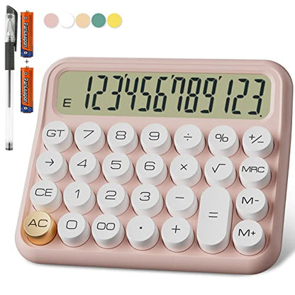 DECKLIT Battery Desk Calculator - 12 Digit, Extra Large 5-Inch LCD Display, Big Buttons, 15 Tilt Screen, Kids Calculator (Pink) - color: Pink