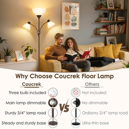 Coucrek Torchiere Floor Lamps for Living Room, 72" Dimmable Reading Lamp - color: Brown