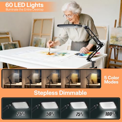 30X 10X Extra Large Floor Magnifying Glass with Light and Stand - color: Black