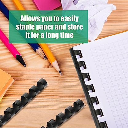 Maitys 300 Pcs Plastic Binding Combs Bulk 19 Ring Comb Spines Letter Size Spiral Binding for Notebook Calendar Picture(3/8 Inch,Black) - color: Black, size: 3/8 Inch