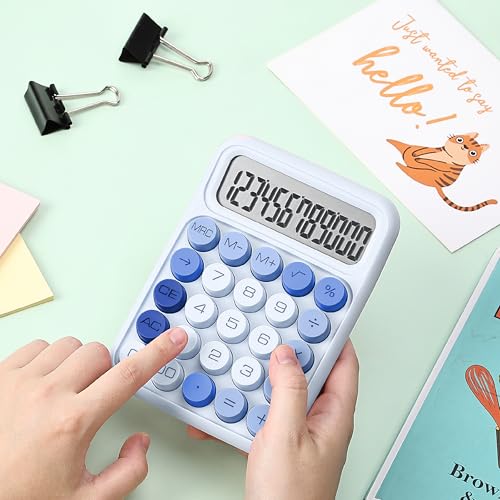 Mr. Pen- Mechanical Switch Calculator, 12 Digit Large LCD Display | Sky Blue with Big Buttons, Mechanical Switch Calculator for Home, School, Office - color: Twilight