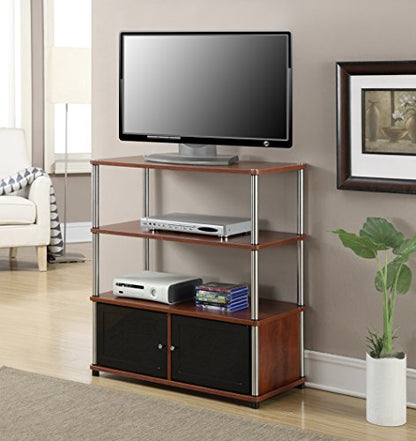 Convenience Concepts Designs2Go Highboy TV Stand with Storage Cabinets and Shelves for TVs up to 40 Inches, Cherry - color: Cherry