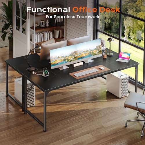 PRAISUN 63 X 30 Inch Extra Deep Desk with Power Outlets - color: Black, size: 63*29.5 inch