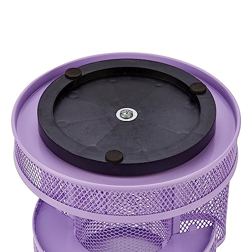 Annova Mesh Desk Organizer Rotate with 5 Compartments Round Spinning Tidy Candy/Pen Holder Desk Accessories Office, Art Supply, Storage, Classroom, Home (Light Purple) - color: Light Purple