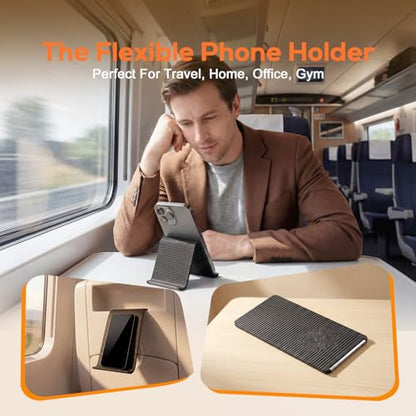 Flexible Silicone Aluminum Phone Stand,2026 New Anti-Slip Fexible Silicone Phone Holder,Folded into Any Shape Phone Holder for Tablet Laptop,Travel, Desk,Bed,Treadmill (Black 1Pcs) - color: Black